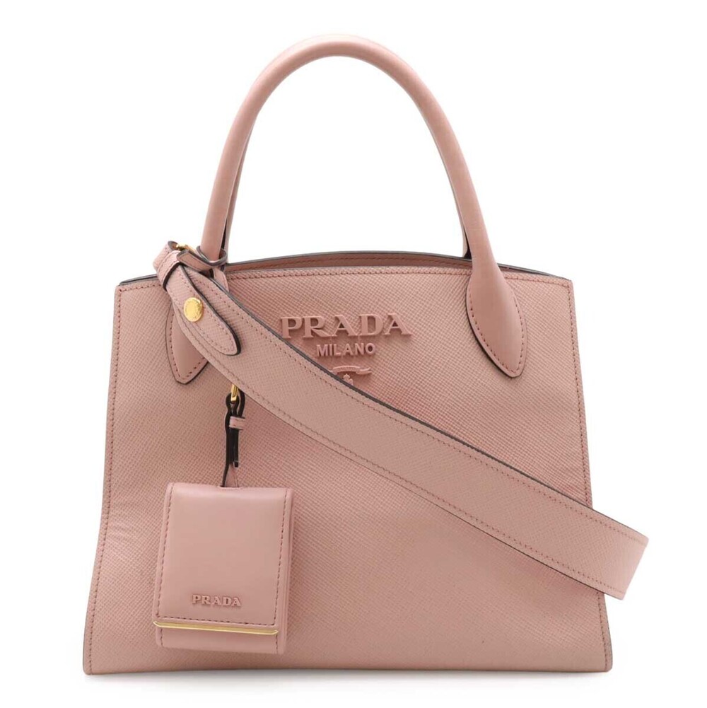 Prada Monochrome Bag Handbag Shoulder Saffiano Leather Pink